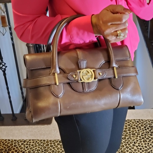 Gucci Handbags - Authentic Gucci Handbag Purse Brown Leather